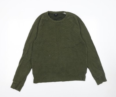 H&M Herren Pullover Sweatshirt grün Rundhals Größe L Baumwollmischung