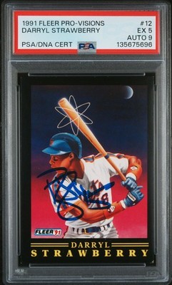 Darryl Strawberry 1991 Fleer Pro-Visions Signed Card #12 PSA 5