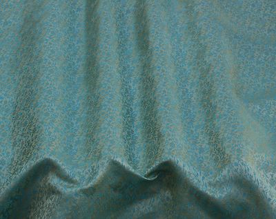 Gold/Blue Silk/Metallic Brocade Jacquard Fabric, 44'' Wide, By The Yard (JD-391C)