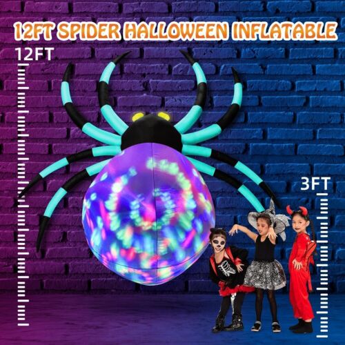 12Ft Halloween Spider Inflatable Decoration for Yard 7-Colors Changing LED Light - Picture 3 of 4