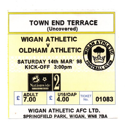 Ticket ENG Wigan Athletic - Oldham Athletic 14.03.1998