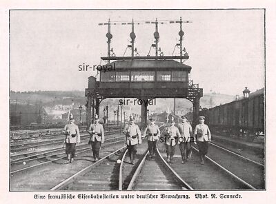 French Railway Station Under German Guard - WW1 - 1915 ~13x9cm