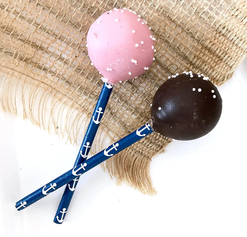 Anchor Nautical Themed Paper Straws - Navy Blue White - 7.75 Inches - 100 Pack - - Imagem 3 de 4