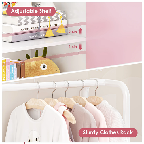 KIDS TOY STORAGE COMBO Bookcase Organizer Shelf Drawers Clothes Rack White/Pink - Bild 7 von 11