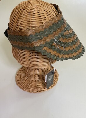 NWT VINCE CAMUTO Woven Straw SUN VISOR Hat NATURAL/ Dark 
