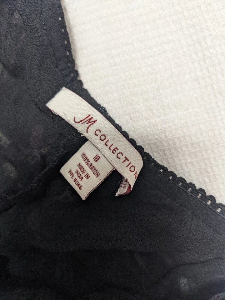 JM Collection Women’s Black A-Line Paisley Skirt Size 18 - Image 3 of 4