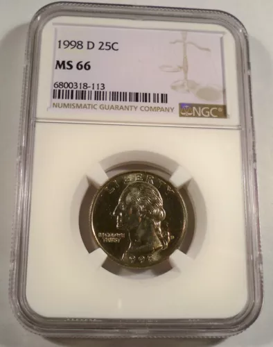 1998-D NGC MS66 WASHINGTON QUARTER 25c MS 66