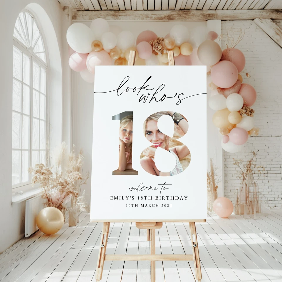 Cartel de bienvenida personalizado de fiesta de cumpleaños 18 cartel de espuma cartel de fiesta Foto 2 de 4