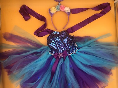 Girls Mermaid Tutu Dress Fancy Costume Kids Girl Costume Party Mesh Tulle-  A2 | eBay