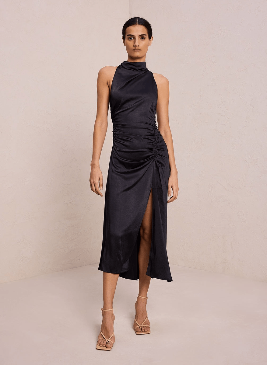 A.L.C. Inez asymmetric ruched satin midi dress | eBay