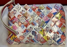 Nahui Ollin Nwot Bubble Gum Wrapper Wristlet/clutch With Original Dust Bag