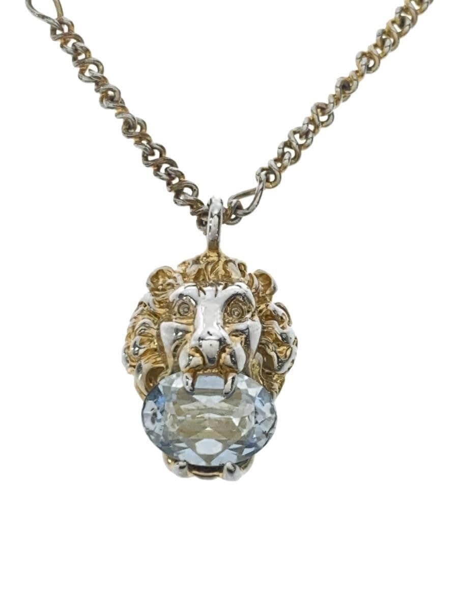 累積売上総額第1位【GUCCI★グッチ】LION HEAD NECKLACE GUCCI Men's Lion Head Crystal Plated Gold Necklace with GLD