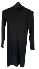 Wolford Womens XS Black Midi Long Sleeve Turtleneck Pullover Dress Stretch
