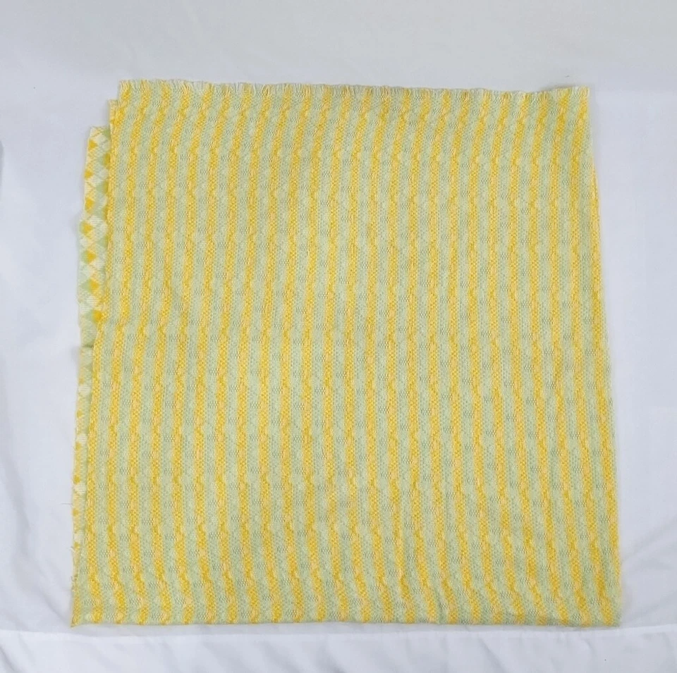 Vintage Yellow and Green Baby Blanket Fabric Piece 1+ Yards - Image 2 of 4