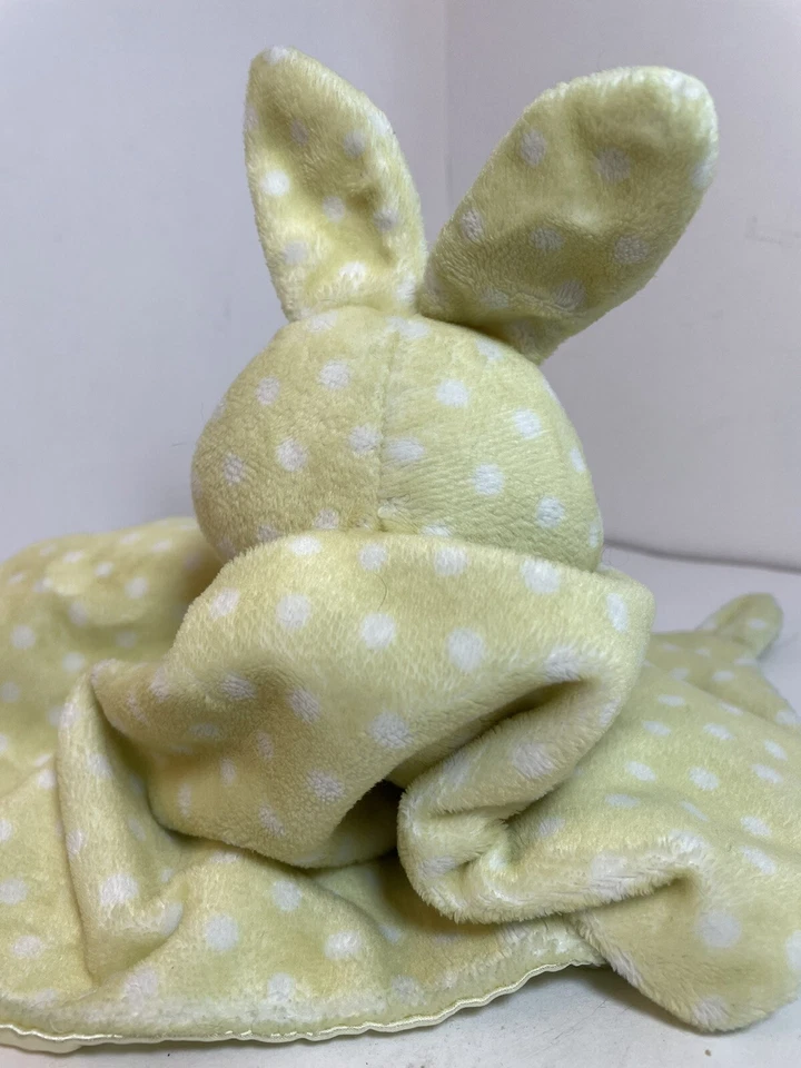 Plush Bunny Security Blanket Satin Yellow Polka Dot Roly Polys Rabbit Lovey - Image 2 of 4