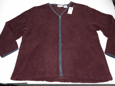 TapeMeasure Fuzzy V Neck Zip Up Sweater Plus Size 1X NWT MSRP $32