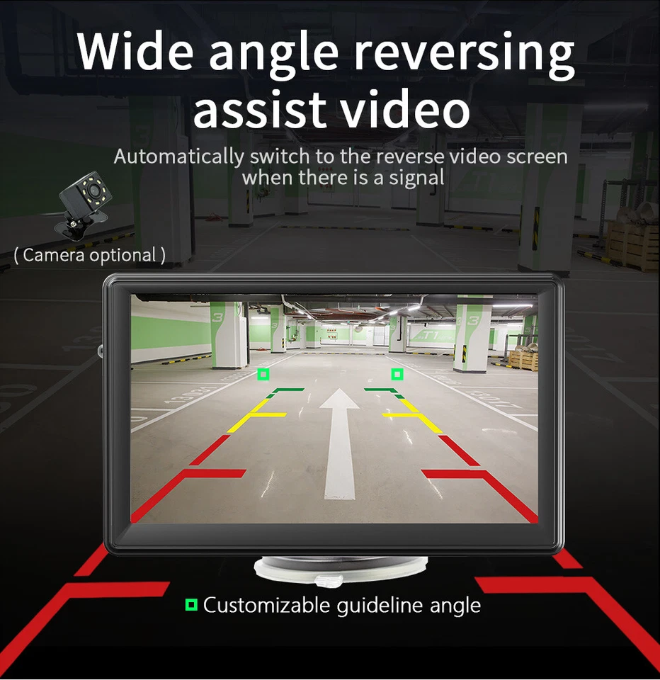 7" Wireless WiFi Android Auto/iPhone MirrorLink BT Portable Carplay Navigation - Image 3 of 4
