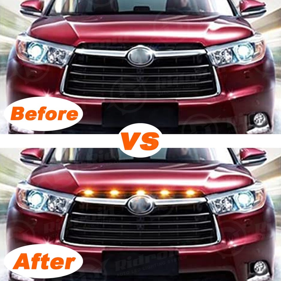 5X Universal Raptor Style LED Lamp Front Grill Light Kit Amber For SUV ...