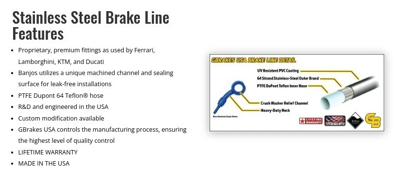 BMW 1992-2001 R 1100RS ABS GALFER 5 LINE FRONT / REAR BRAIDED BRAKE LINE KIT - Image 3 of 4