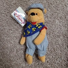 Disney Store Choo Choo Winnie The Pooh 8" Beanbag Plush Toy New With Tags NWT