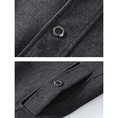 Mens Trench Coat Wool Blend Jacket Overcoat Business Winter Coat Warm Pea Coat - Bild 10 von 21
