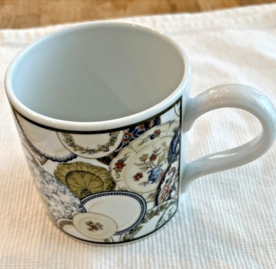 Wedgwood Home Collection Fine Porcelain Green Plate Collage Coffee Tea Mug 1995