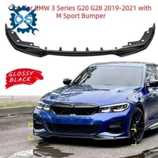 FOR 19-21 BMW G20 330i M340i M-SPORT GLOSS BLACK FRONT BUMPER LIP SPLITTER