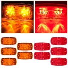 5 Amber 5 Red Double Bullseye 4" Trailer Side Marker Clearance Light 12 Diodse