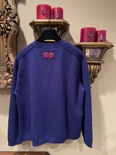 100 Authentic GUCCI Blue Knit Wool Cardigan Size: L