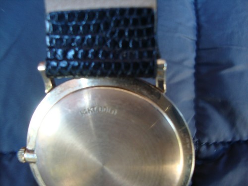 Mens Lucien Piccard 14K Gold Watch Roman Numeral Sapphire Crown - Picture 8 of 10