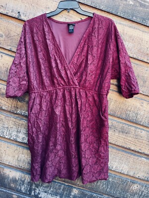Torrid Dress Tunic w/Pockets Lace Over Burgundy Red sz 2 Half Sleeve Knee  Length | eBay
