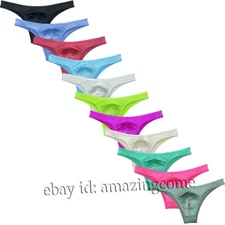 Sex Men Silk Glossy Bikini Briefs Male Cheek Underwear 1/2 Hip Coverage Swimsuit