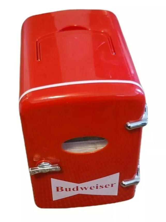 Budweiser 6 Can Mini Refrigerator Beverage Center. Wall/Car Read Description