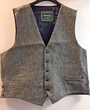 Mucros Weavers Full Back Grey Herringbone Waistcoat Size Small TD7 UU 01