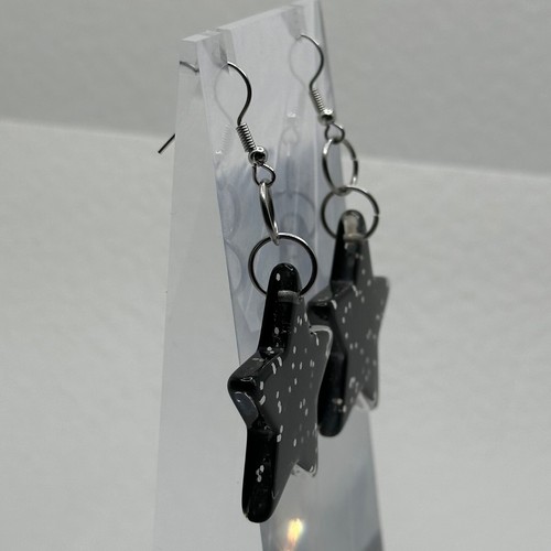 Set Of large star Glitter Charm Acrylic Earrings And Necklace. oversized triple - Picture 42 of 42