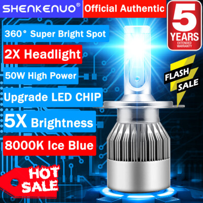8000K Ice Blue H4 9003 LED Headlight Bulb Headlamp High Low Beam