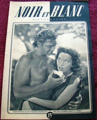TARZAN/Weissmuller/O'Sullivan COVER  Noir et Blanc (6/23/47) movies  Lise Bourdn