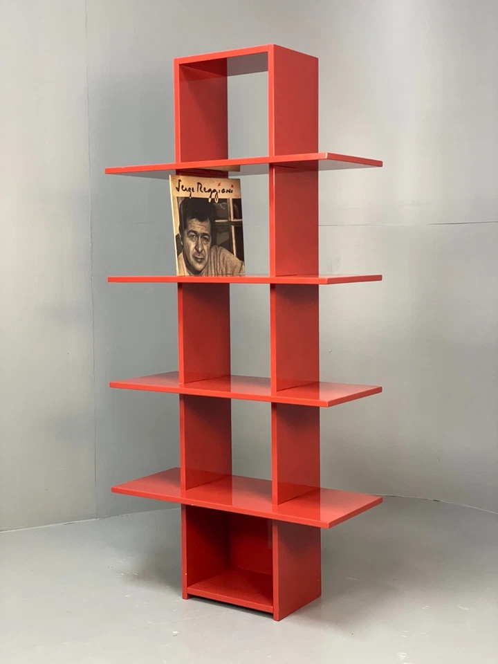 Red Bookcase Vinyl Storage - Postmodern 1980s Style Gloss Laminate EB10949 MWOO - Image 2 of 4