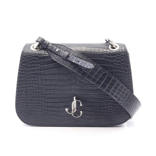 Jimmy Choo Varenne Crocodile Embossed Shoulder Bag Leather Women Navy [Used]