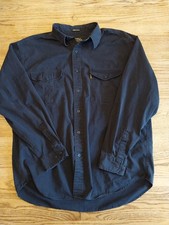 Eddie Bauer Legend Elkhorn Button Up Navy Blue Heavyweight Shirt Mens Sz Large