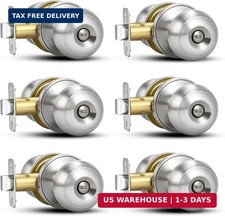 Plustool 6 Pack Brushed Nickel Door Knobs,Privacy Door Knob with Lock, Interior