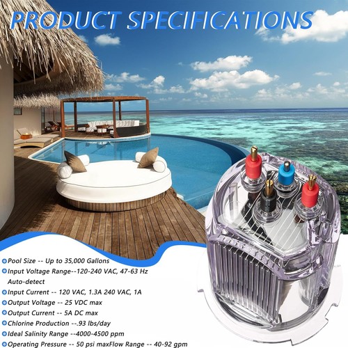 Kit de celda de sal de electrodo R0511400 35 reemplazo para Zodiac Jandy AquaPure serie Ei - Imagen 11 de 13