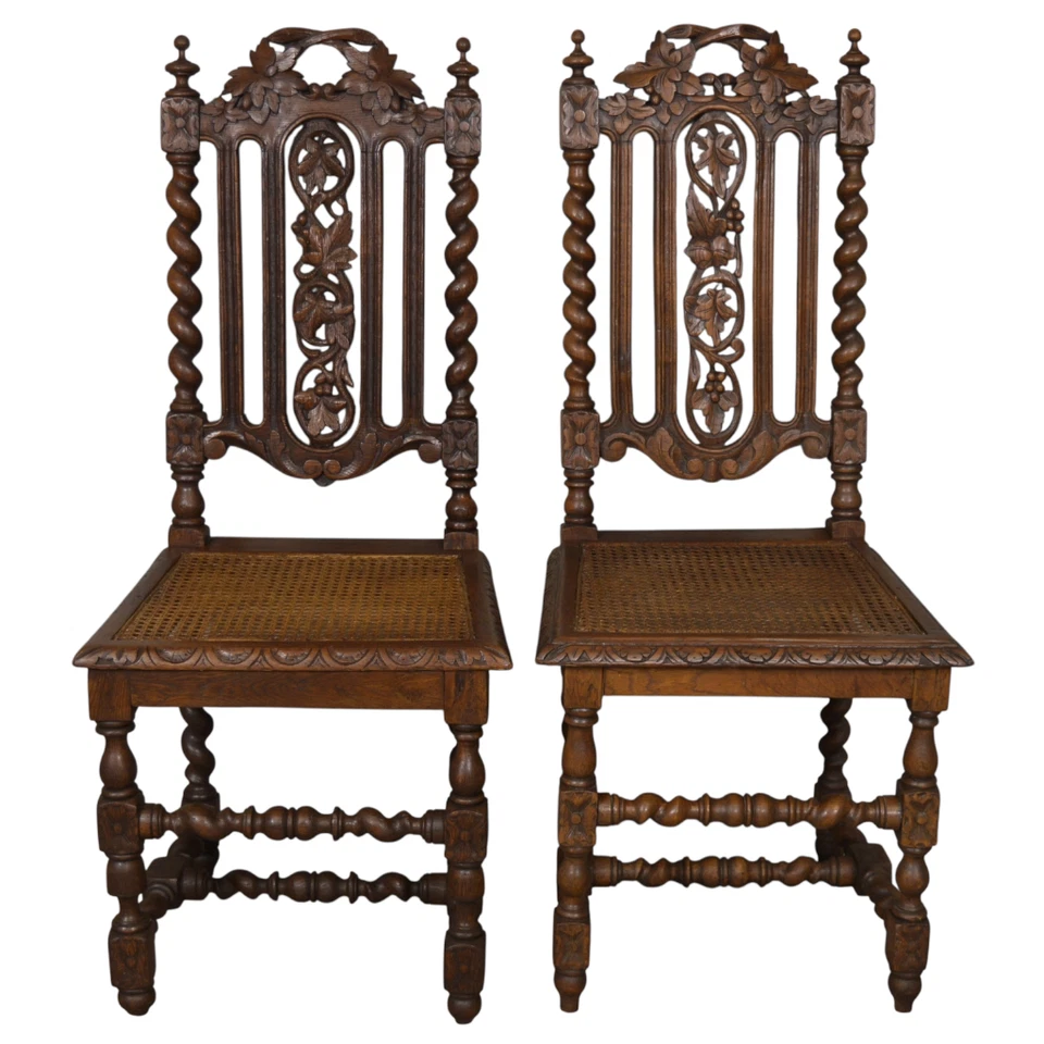 Juego de 7 sillas de comedor de roble montadas, victorianas tardías #22446 Foto 2 de 4