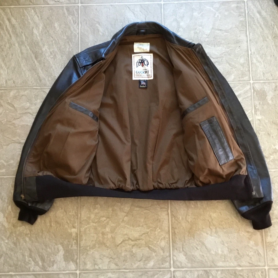 Vtg. DSCP Cockpit USA Type A-2 AF Flight Bomber Jacket Brown Sz. 42 Reg - Image 2 of 4