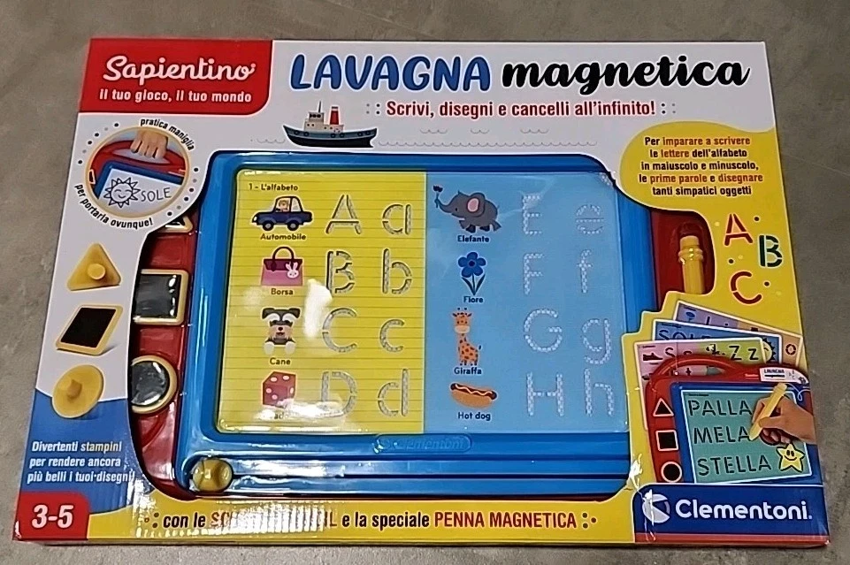 Lavagna Magica In Legno FSC Per Bambini +3 Anni – Giocattolo Educativo Sostenibile Con 5 Timbri E Penna