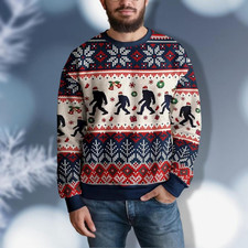 Bigfoot Ugly Christmas Sweater Sasquatch Christmas Sweater Bigfoot Lover Shirt A
