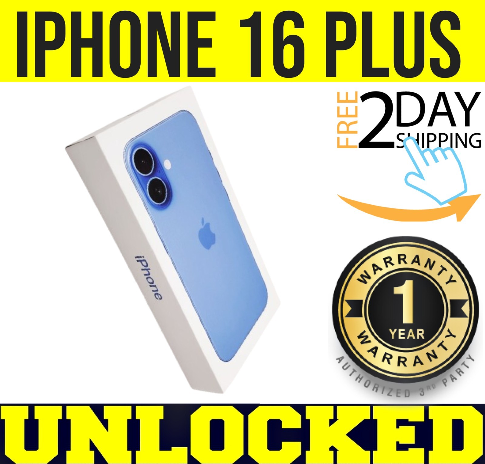 APPLE IPHONE 16 PLUS 512GB ULTRAMARINE (FACTORY UNLOCKED) 1 YR WARRANTY❖SEALED❖