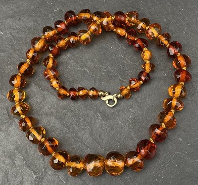 Bernsteinkette, Kugelkette, Königsberger Schliff Real Amber 48,3 g (S 7185)