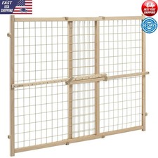Adjustable Baby Gate Pressure Mount Lightweight Wood Fits 31 to 50 in Wide New