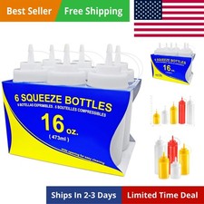 16 oz Clear Squeeze Bottle, Wide Mouth, Pack of 6